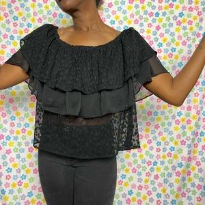 Starry layered ruffled mesh top. Great as a beach top! No flaws. Size Medium!